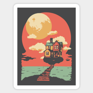 The Path Home to the Moon - Surreal Vintage Dreamscape Magnet